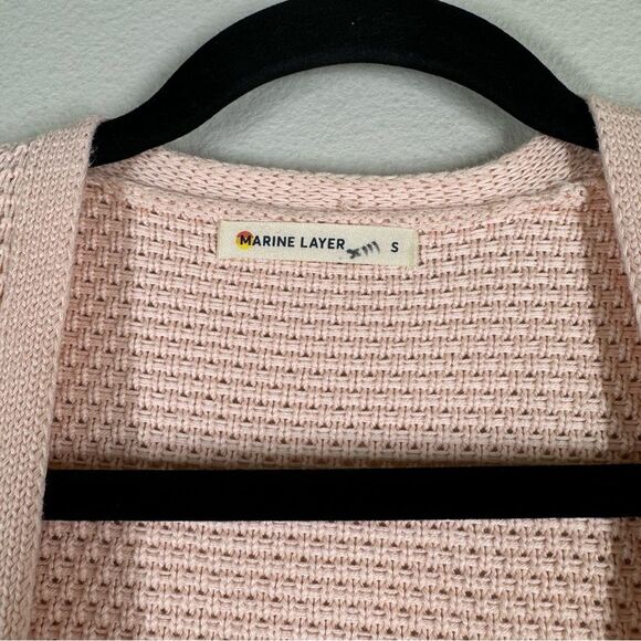 Marine Layer Maine Crop Open Front Cardigan Sweater Soft Pink Cotton Small - Picture 2 of 6